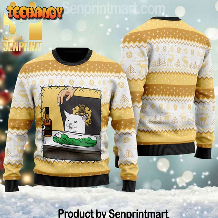 black velvet whisky cat meme holiday time ugly xmas sweater toqe6