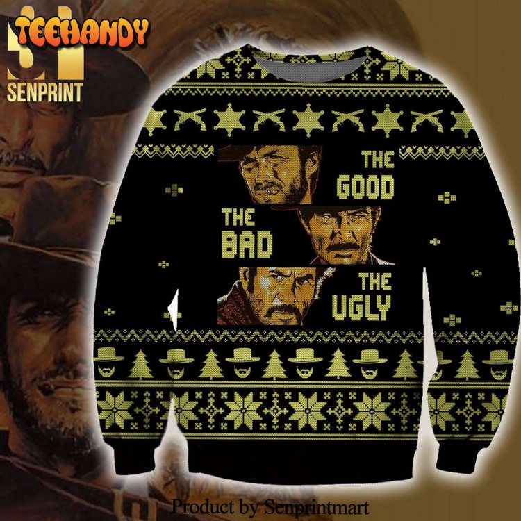 blondie angel eyes and tuco the good the bad and the ugly xmas sweater iypy5