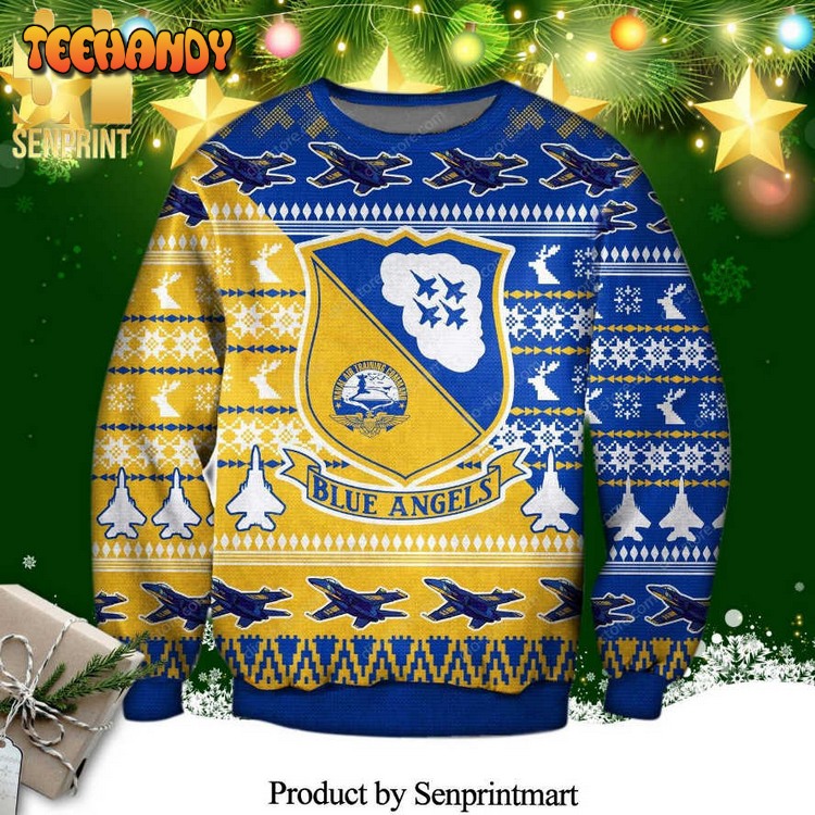 blue angels air force knitted ugly xmas sweater txl4u