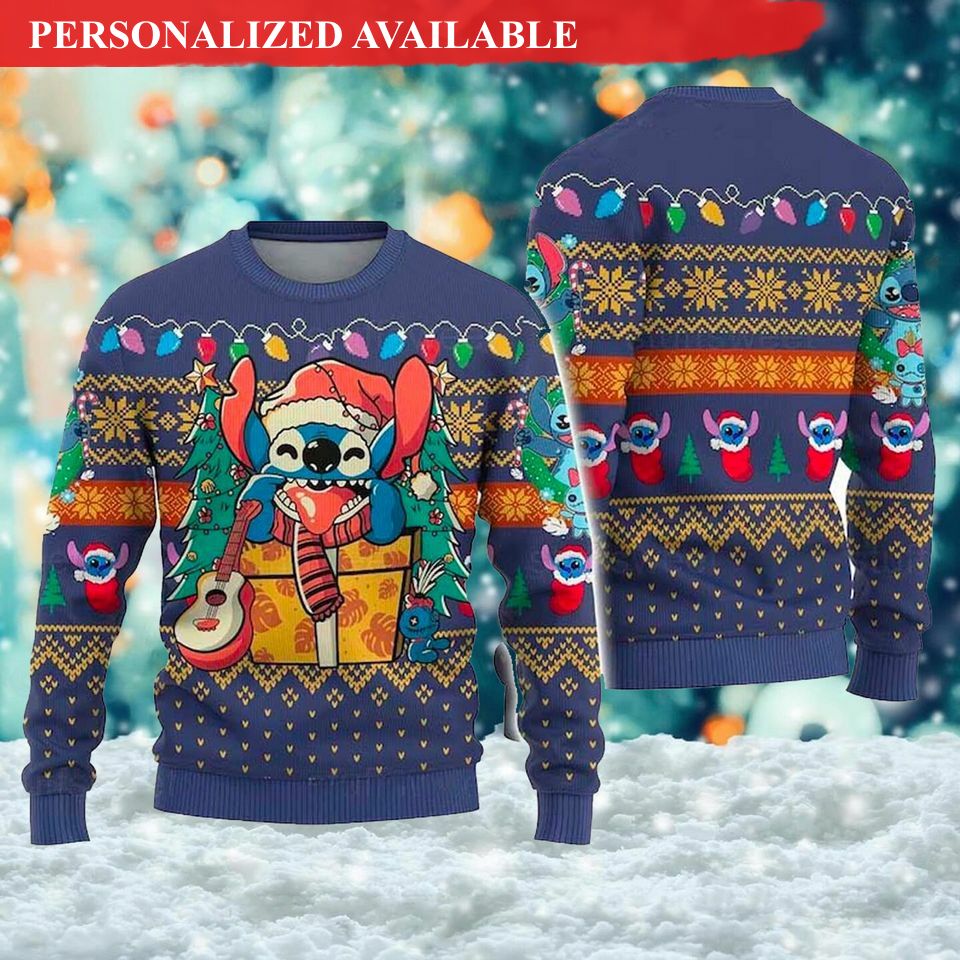 blue alien dog ugly christmas sweater baby blue monster xmas 6111