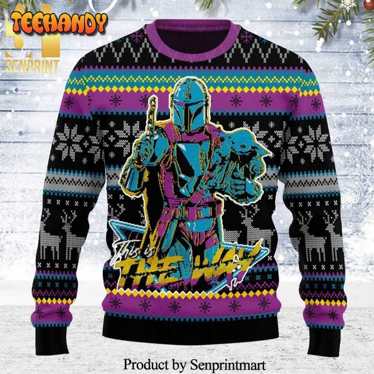 boba fett star wars this is the way snowflake knitted ugly xmas sweater pbloq