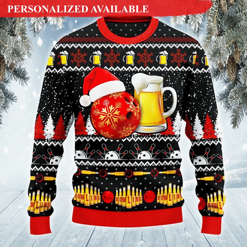 bowling and beer lovers gift all over print sweater 3794