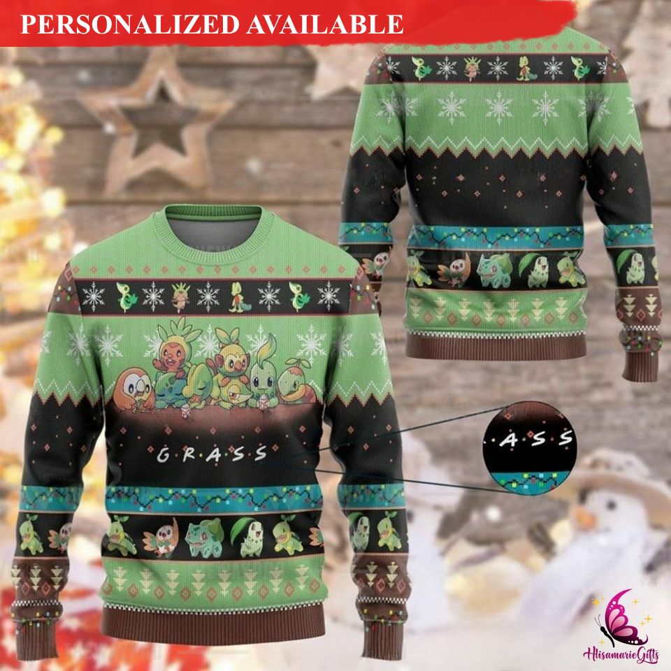 bulbasaur ugly sweater video games ugly christmas sweater bulbasaur chikorita rowlet 1058