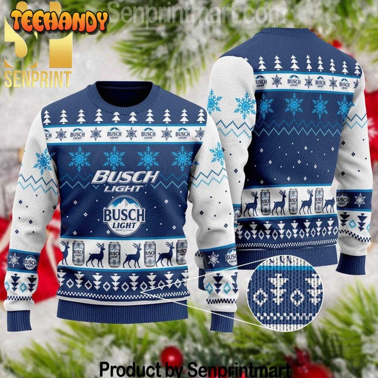 busch light holiday time christmas ugly xmas sweater 75ux7