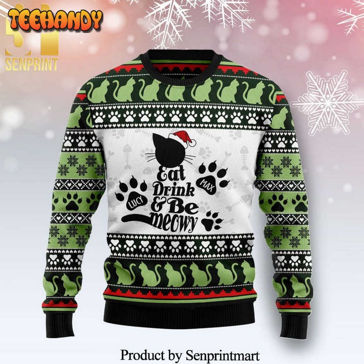 cat be meowy knitted ugly xmas sweater prfbu