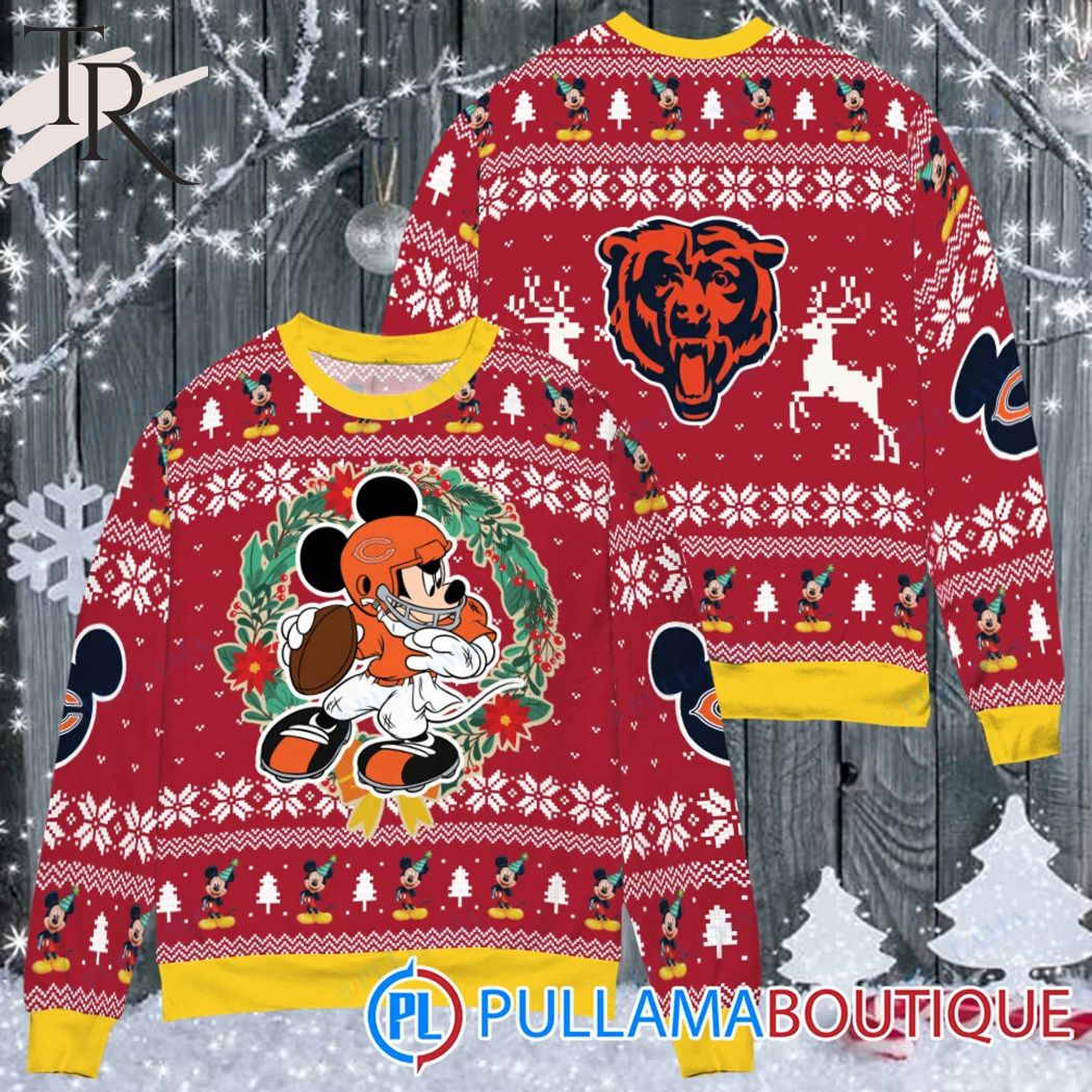 chicago bears x mickey mouse ugly christmas sweater 1 zI2Fc