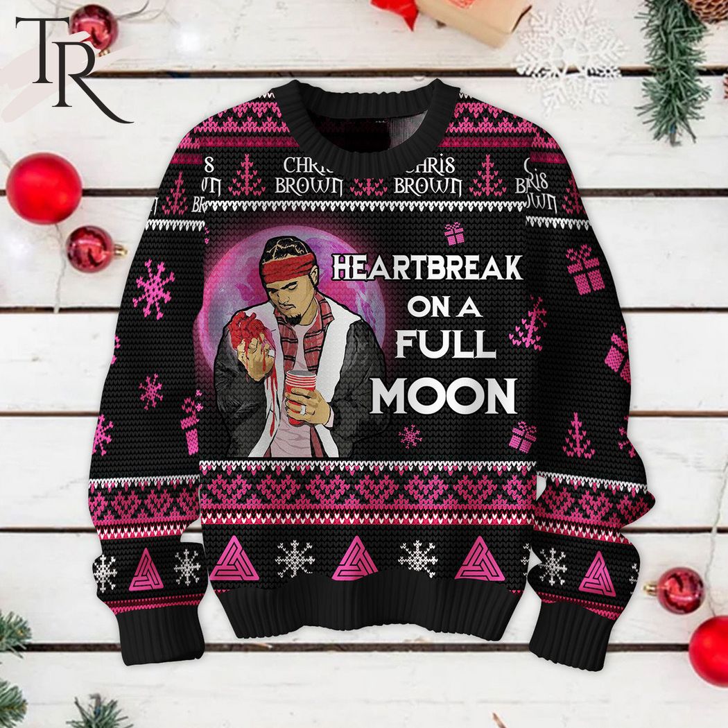 chris brown heartbreak on a full moon ugly sweater 1 D2nHz