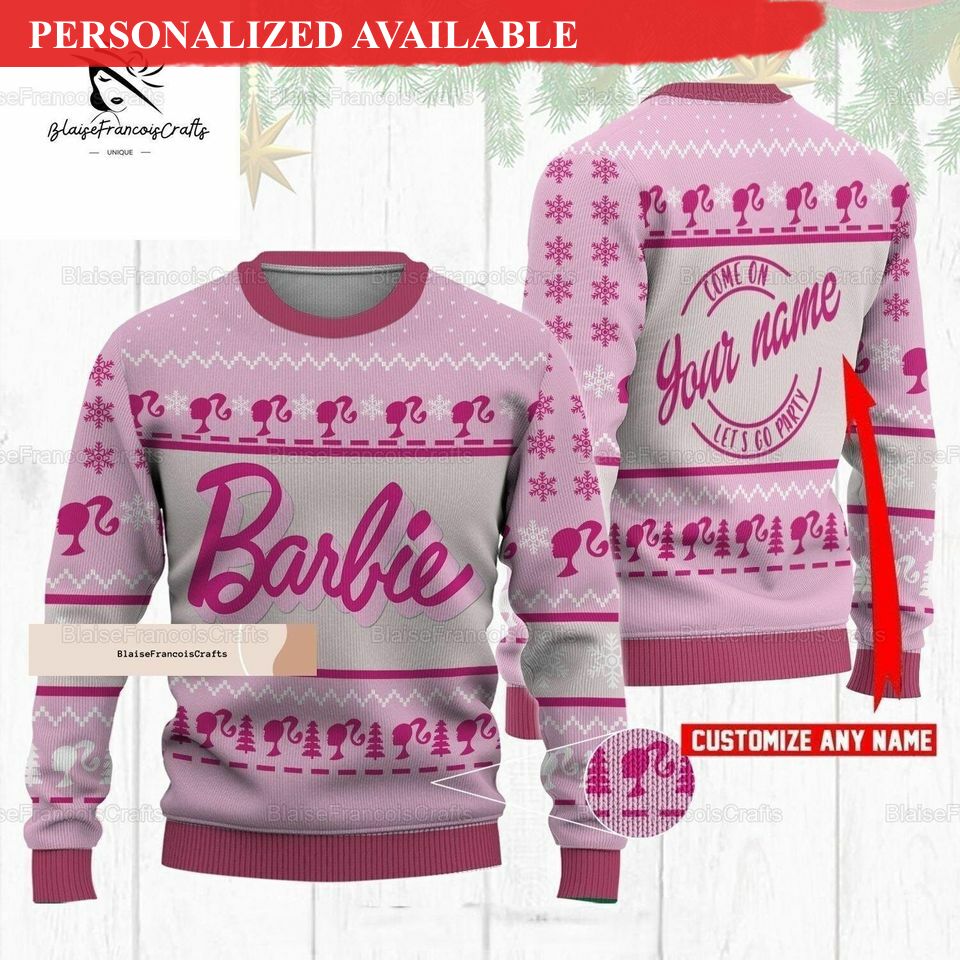 christmas barbi ugly sweater custom come on barbi xmas sweater 6255