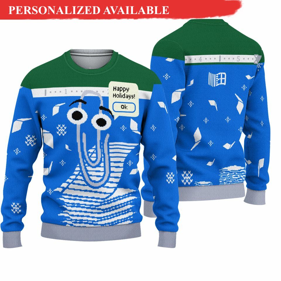 christmas clippy ugly sweater sorry clippy fans 3d sweater 7474
