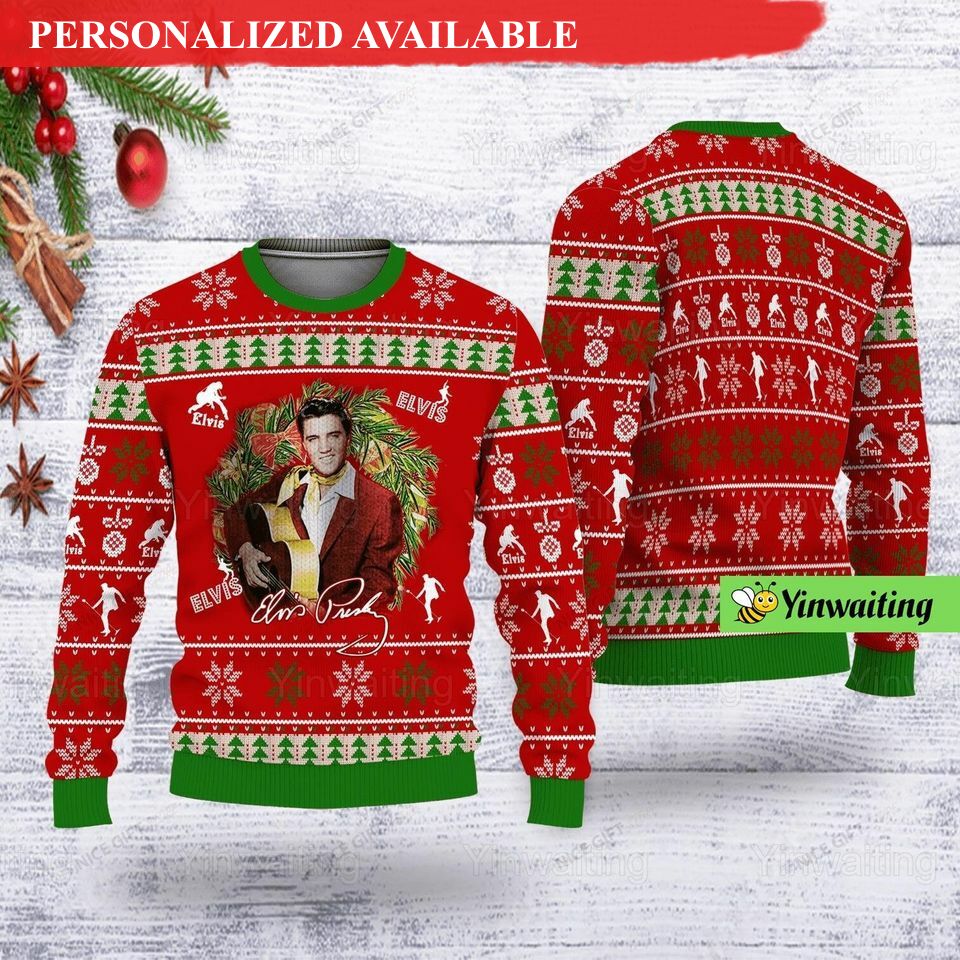 christmas elvis ugly sweater elvis presley ugly sweater elvis king holiday sweater 5235