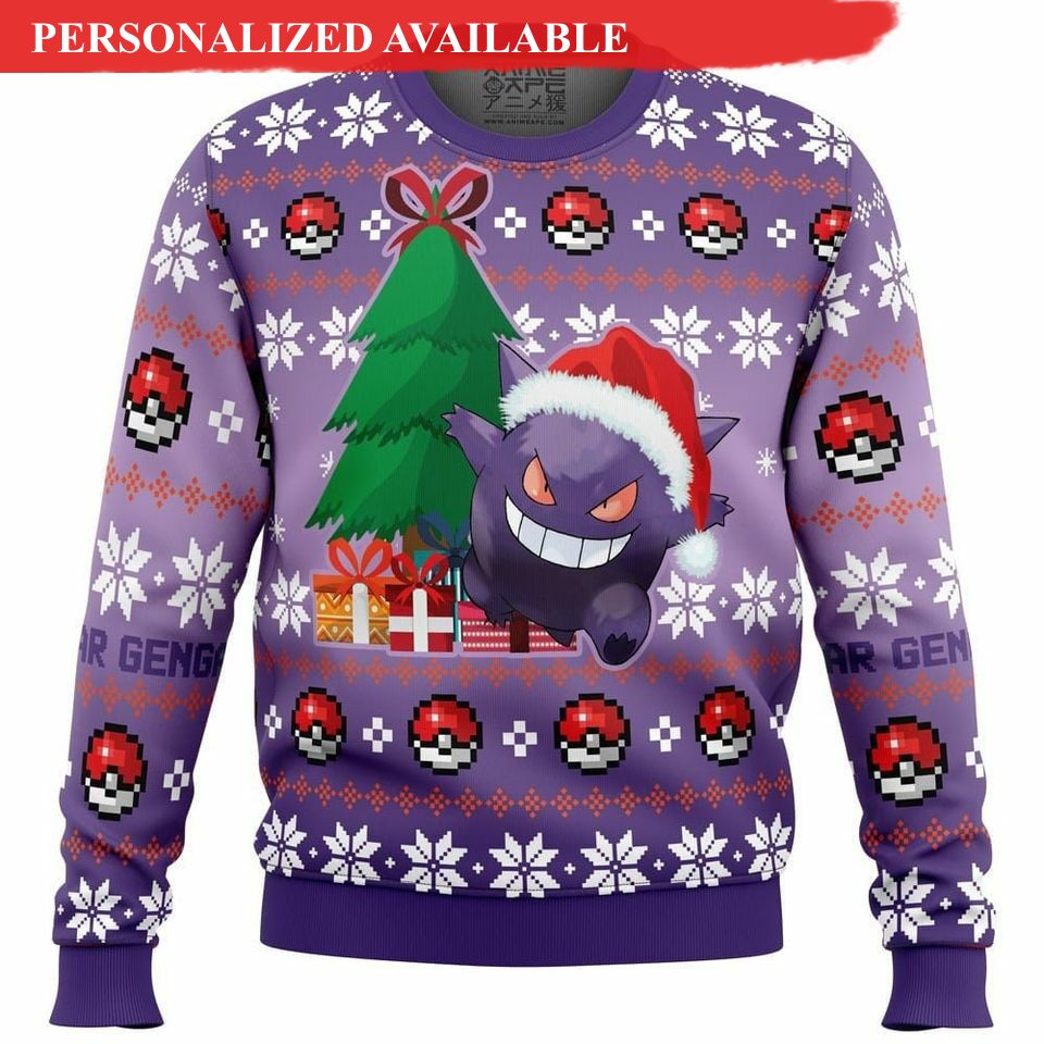 christmas gengar pkm ugly christmas sweater christmas gift unisex sweater gift 3459