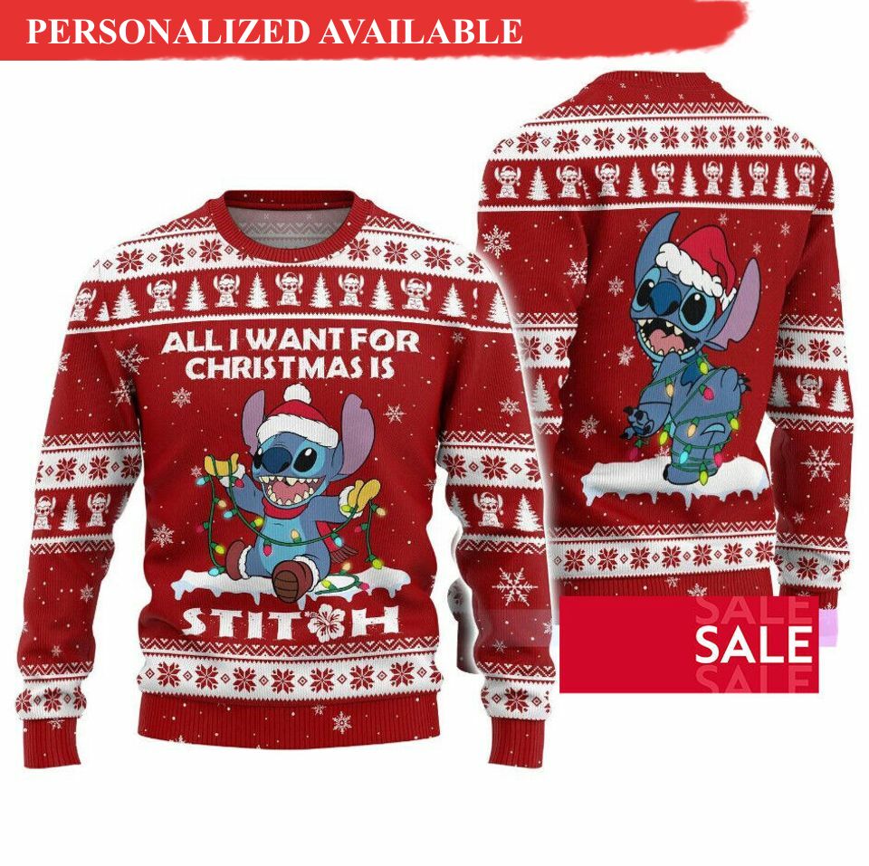 christmas gift all i want for christmas is stitch ugly christmas 8047
