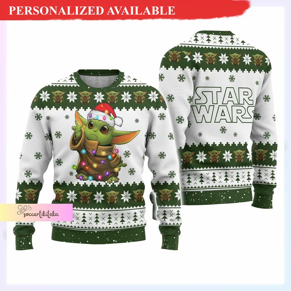 christmas gift baby yoda ugly sweater s.tar wa.rs christmas sweater 6224