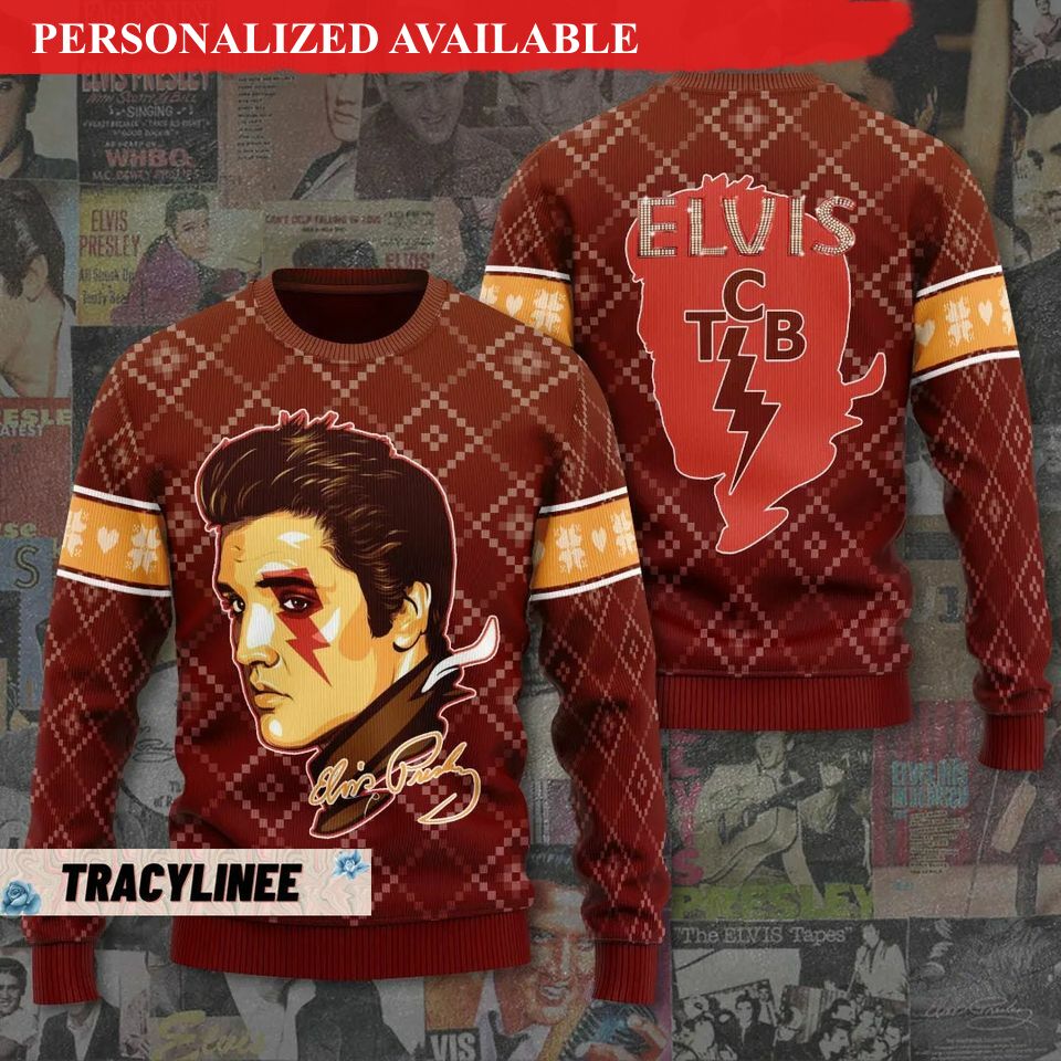 christmas gift elvis presley ugly sweater king of rock and roll christmas sweater 4186