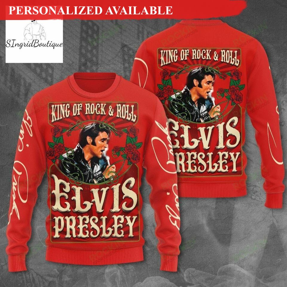 christmas gift elvis presley ugly sweater king of rock and roll sweater 4340