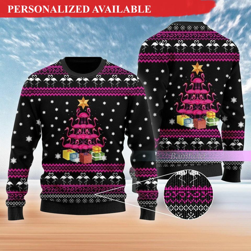 christmas gift funny flamingo tree ugly christmas sweater woman sweater 2504