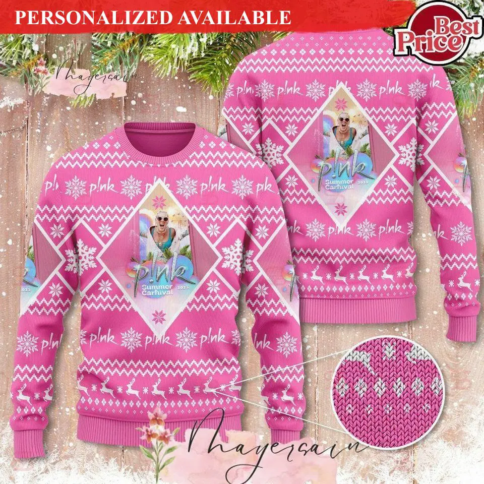 christmas gift pink summer carnival 2023 tour ugly christmas sweater 4160
