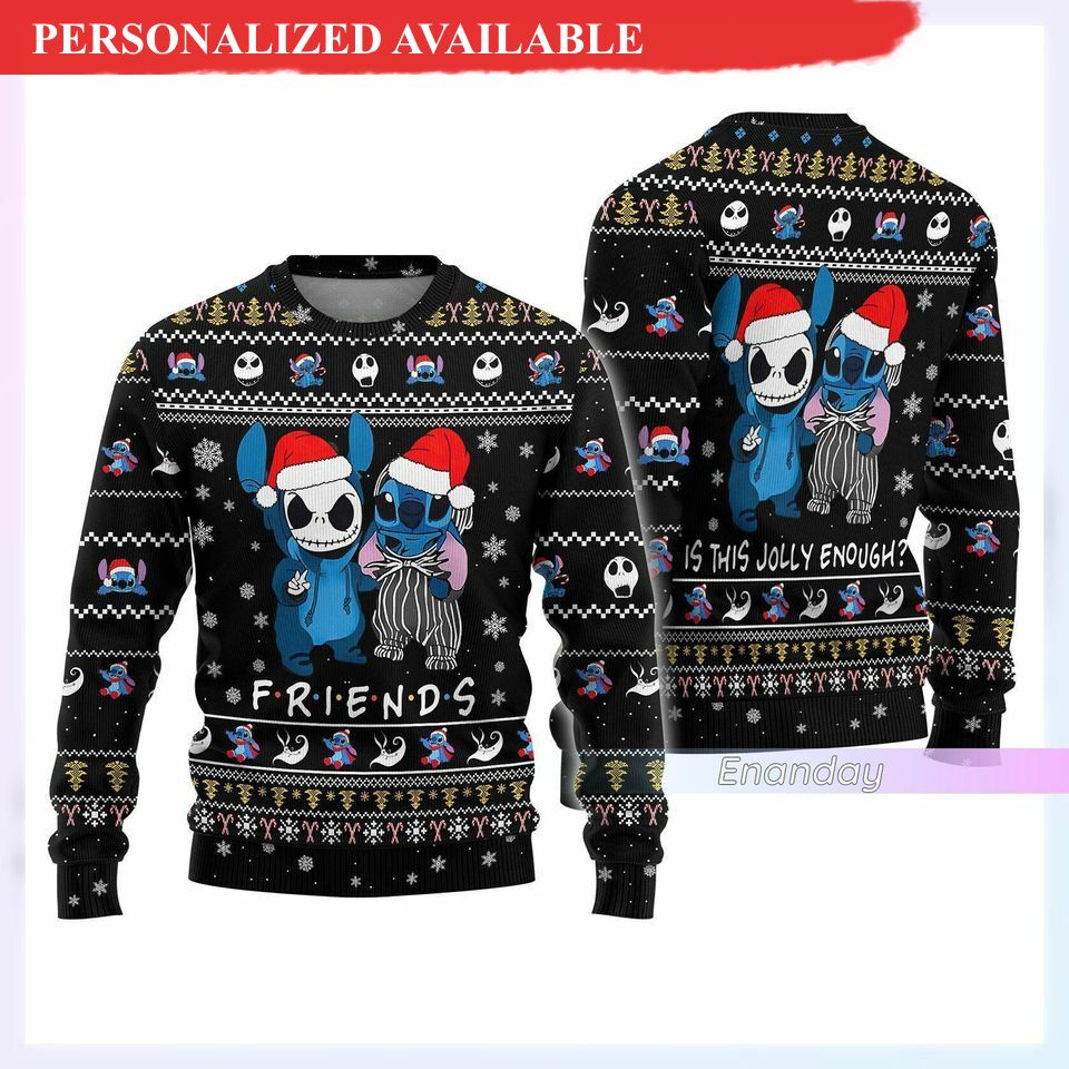 christmas gift stitch and jack skellington sweater stitch ugly christmas sweater 1145