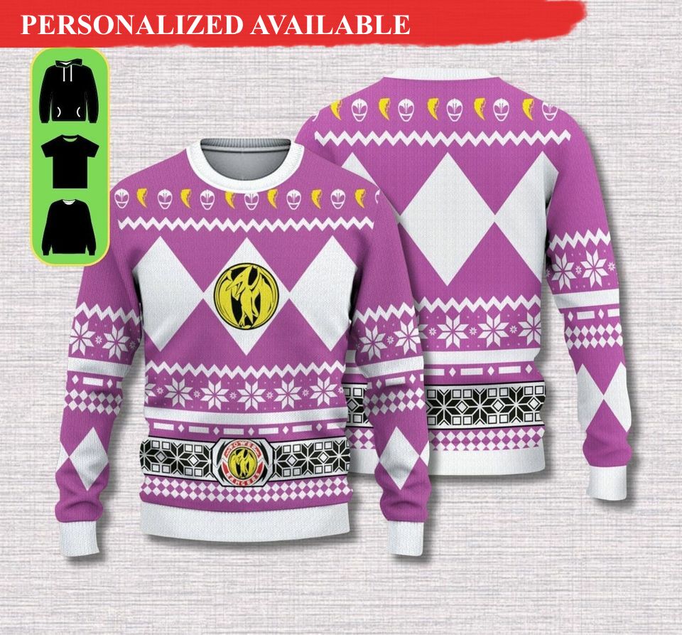christmas gift sweatshirt christmas sweater mighty morphin pink ugly 4581
