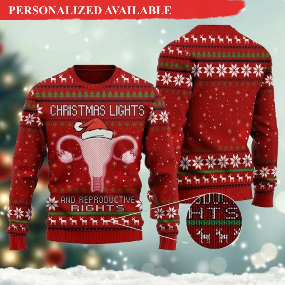christmas lights and reproductive rights ugly christmas sweater 8747