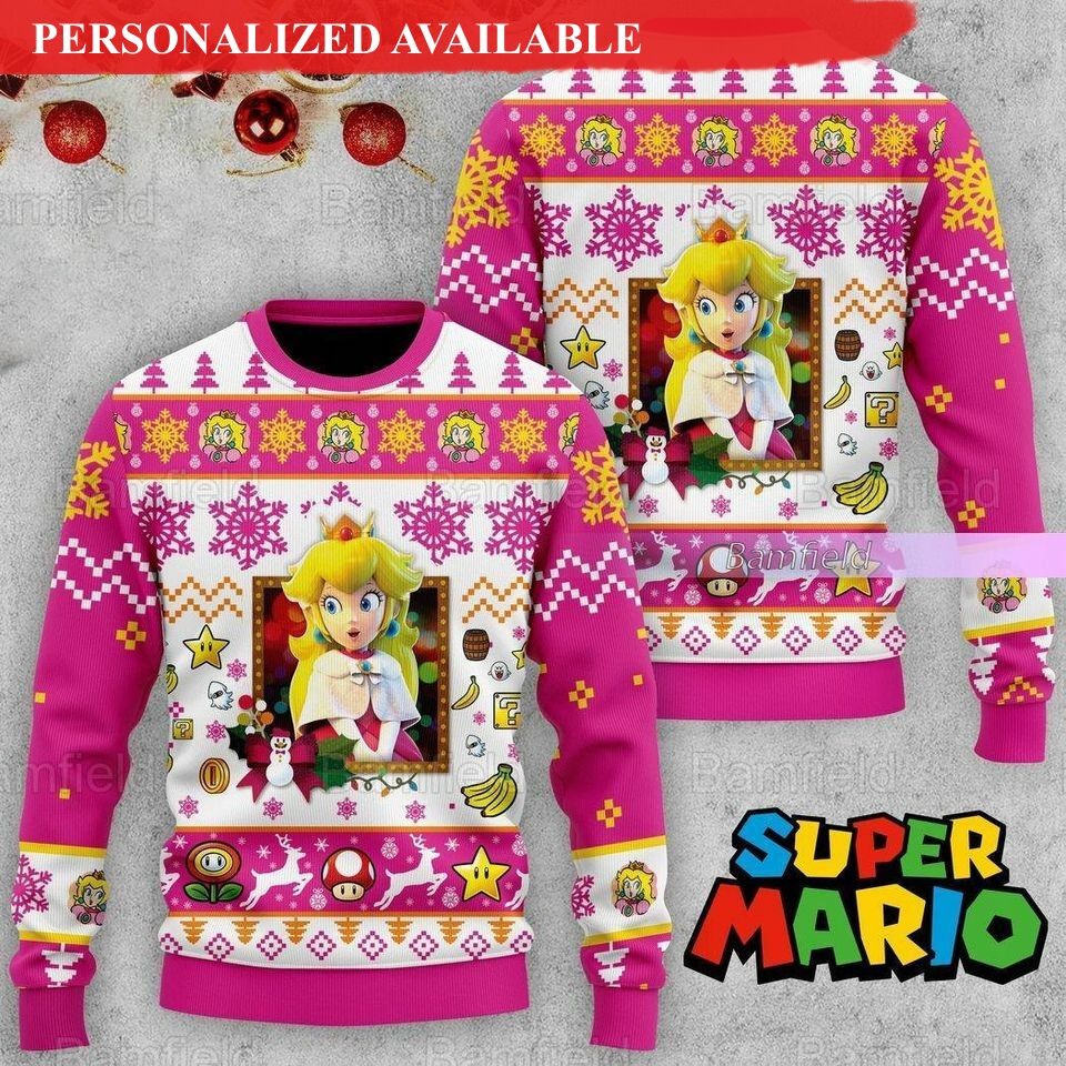 christmas princess peach ugly sweater princess peach ugly christmas sweater 2380