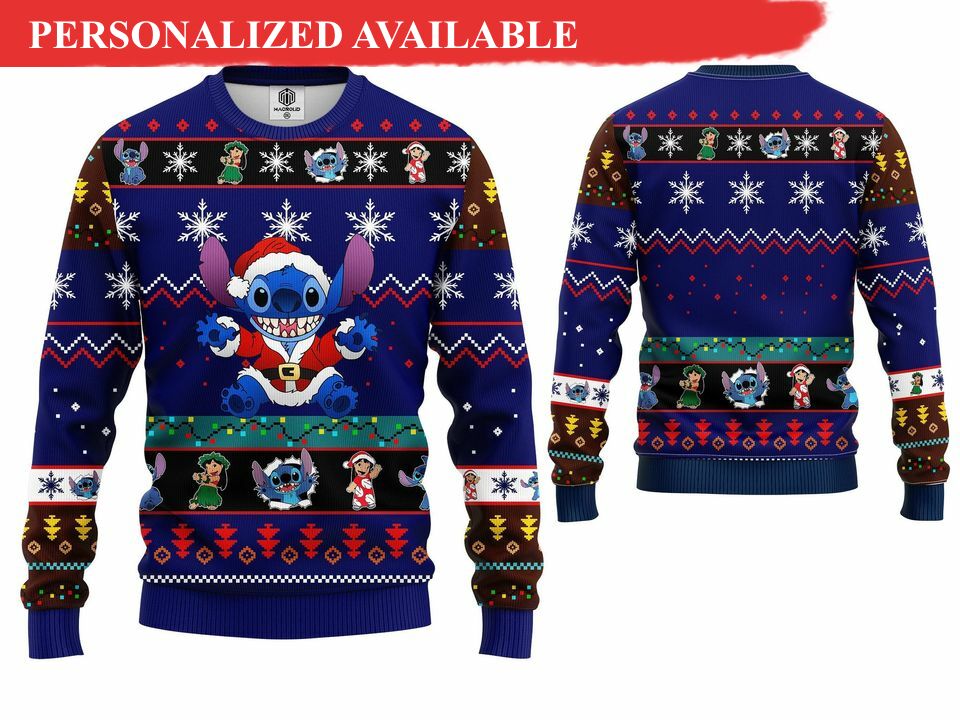 christmas santa stitch disney ugly sweater stitch sweater pullover autumn winter 8986