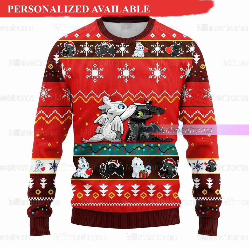 christmas toothless ugly sweater night fury light fury ugly couple christmas sweater 3361