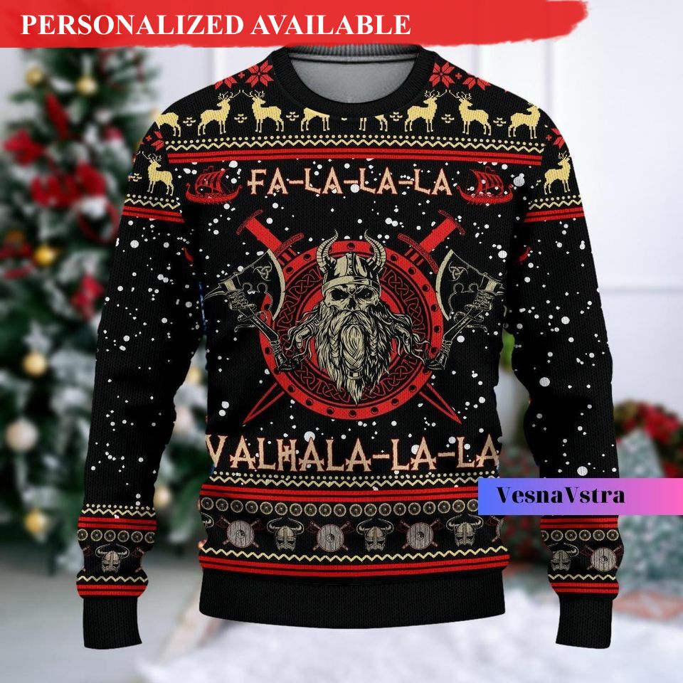 christmas viking fa la la teal ugly christmas 6684