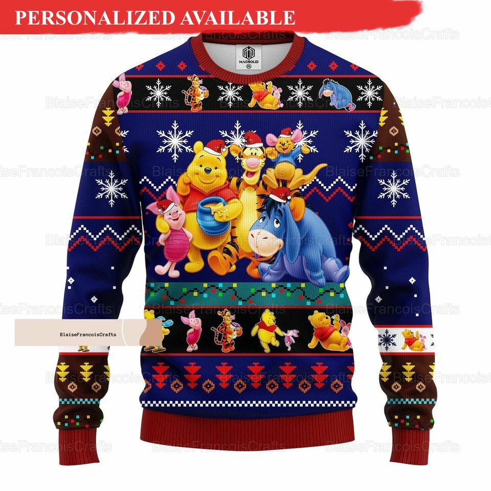 christmas winnie the pooh ugly sweater pooh friends ugly christmas sweater 6669
