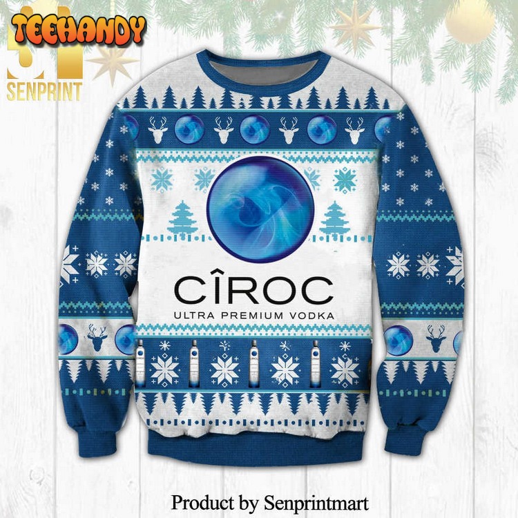 ciroc ultra premium vodka logo snowflake knitted ugly xmas sweater 94b3s
