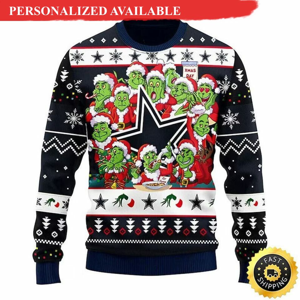 cowboys grin football christmas ugly sweater sweatshirt 8196