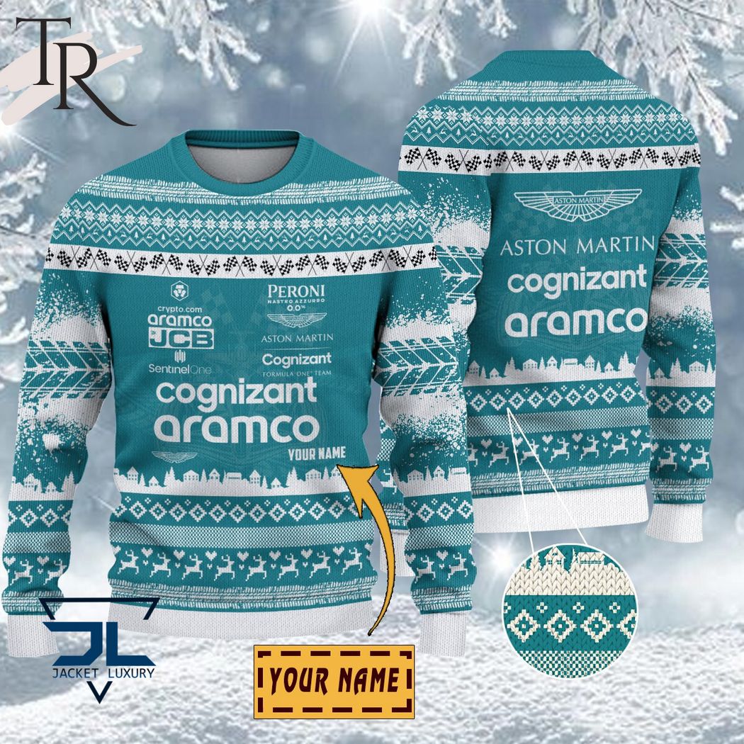 custom name aston martin cognizant f1 team ugly sweater 1 3Bbja