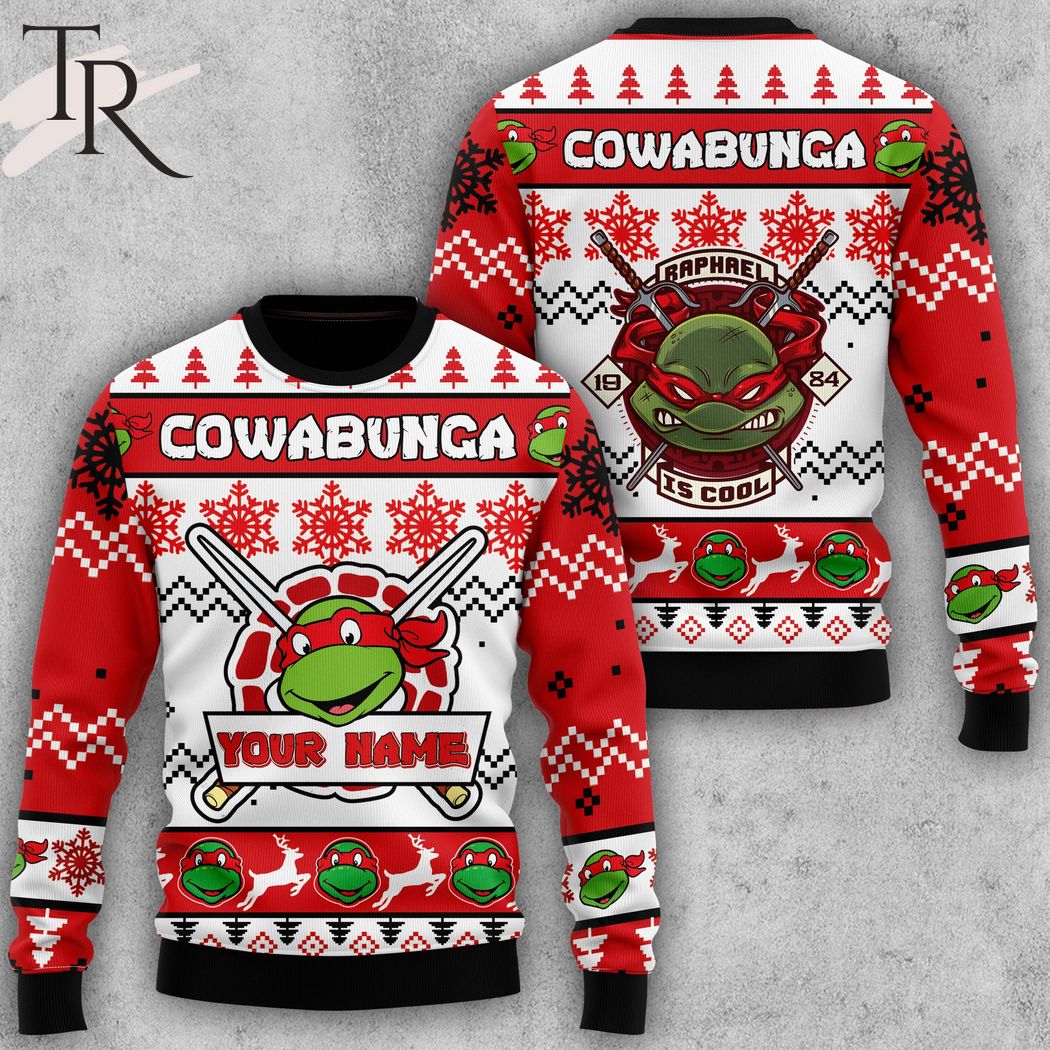 custom name cowabunga raphael is cool tmnt sweater christmas 1 QSXoi