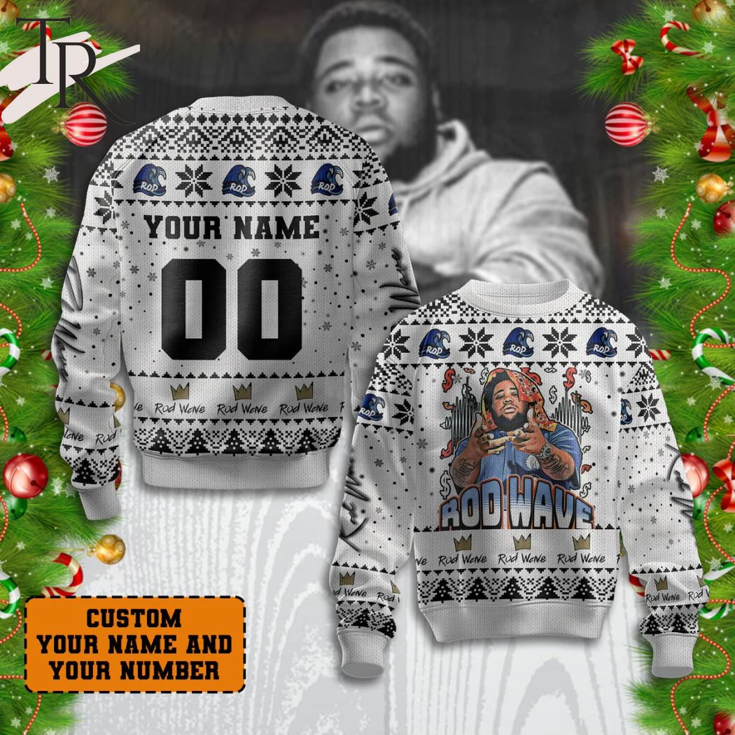 custom name rod wave ugly christmas sweater 1 JGtvQ