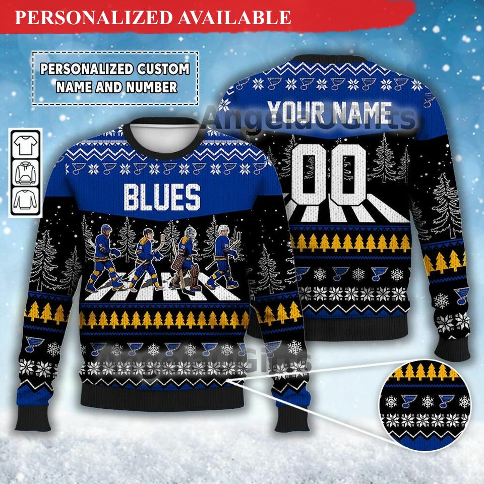 custom blues walking abbey road ugly christmas sweater ice hockey 2370