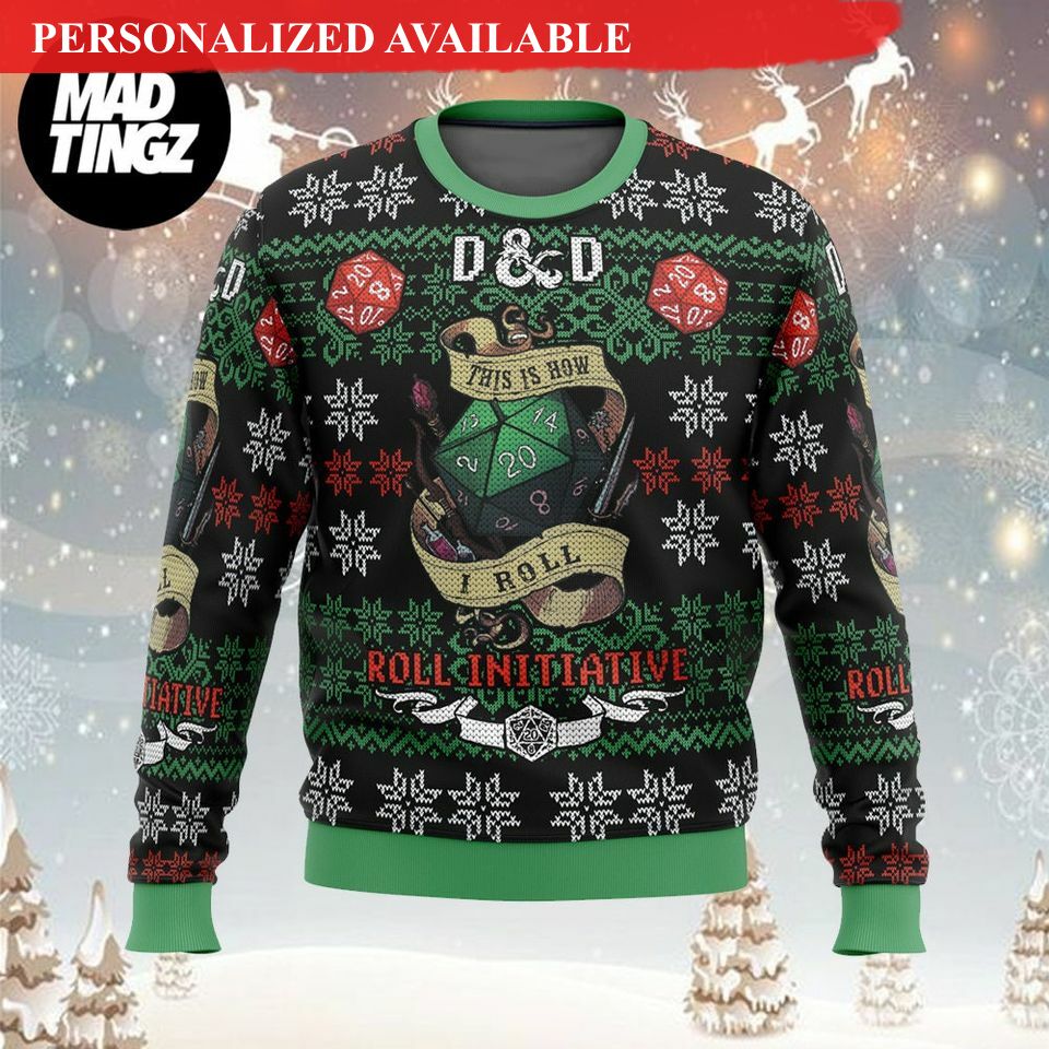 dampd roll initiative this is how i roll ugly christmas sweater 7906