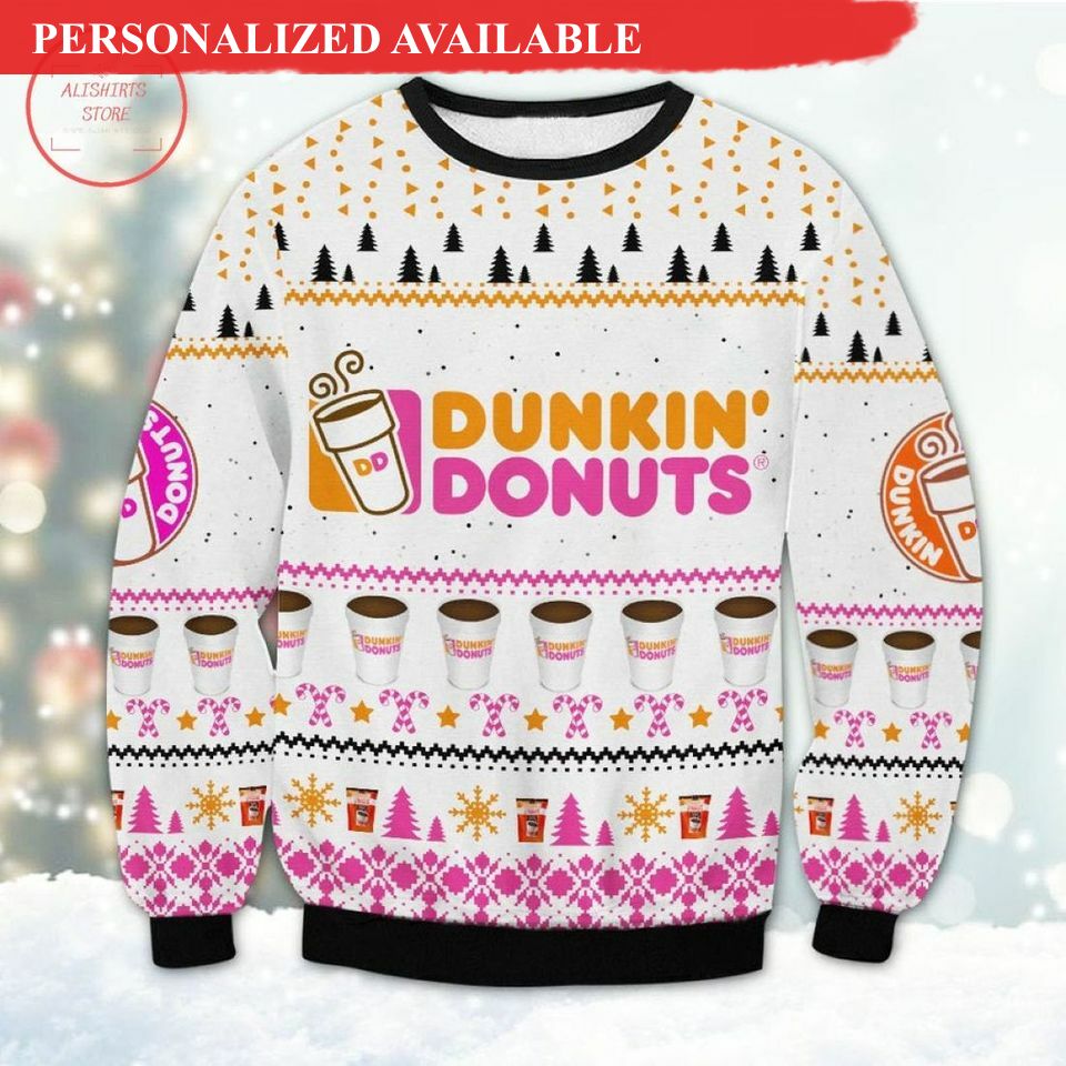 dd dunkin donut ugly christmas sweater 4253
