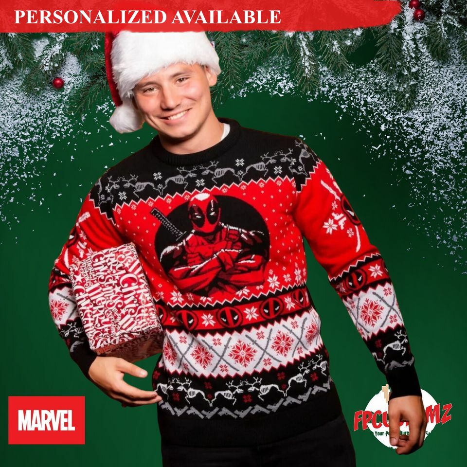 deadpool christmas jumper sweater sweatshirt xmas retro inspired 3469