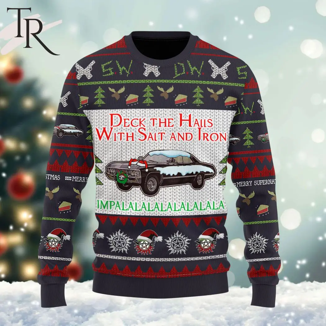 deck the halls with salt and iron merry supernatural sweater christmas 1 wKXiz