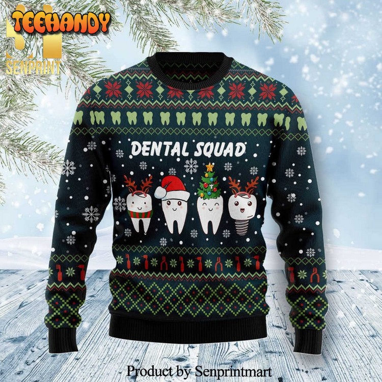 dental squad knitted ugly xmas sweater pocc6