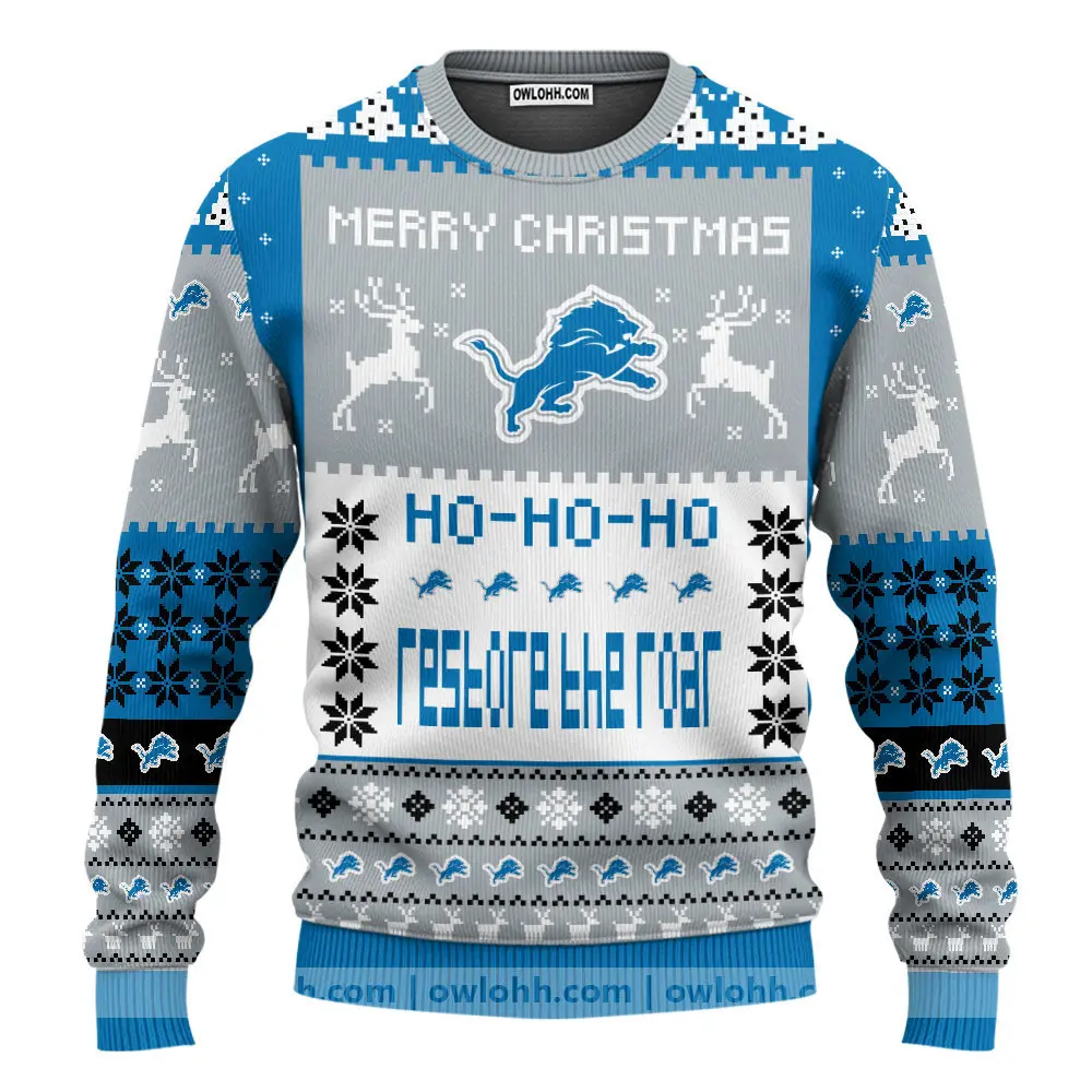 detroit lions merry christmas sweater ugly christmas sweaters owl ohh xaytu