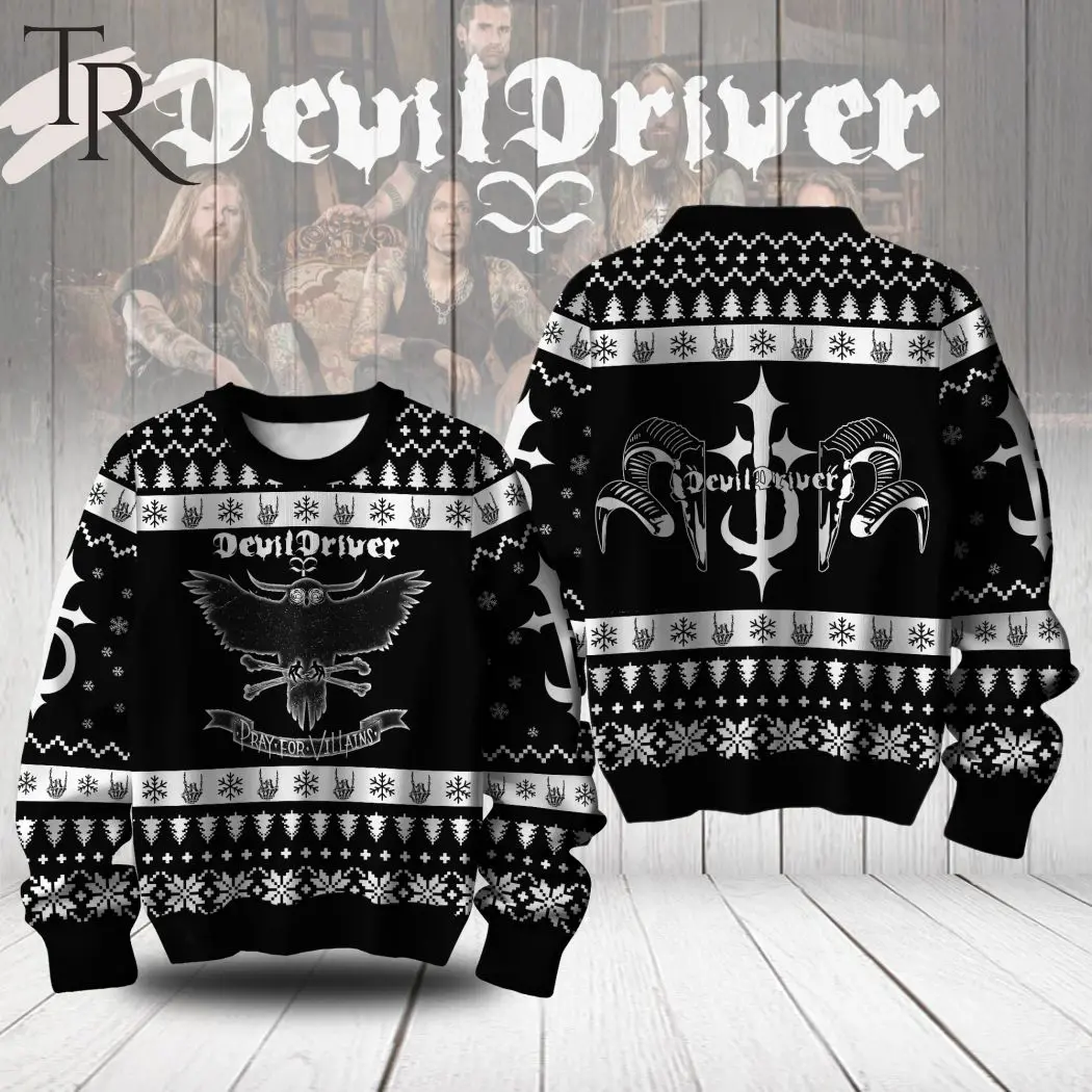 devildriver pray for villains ugly sweater 1 COlng
