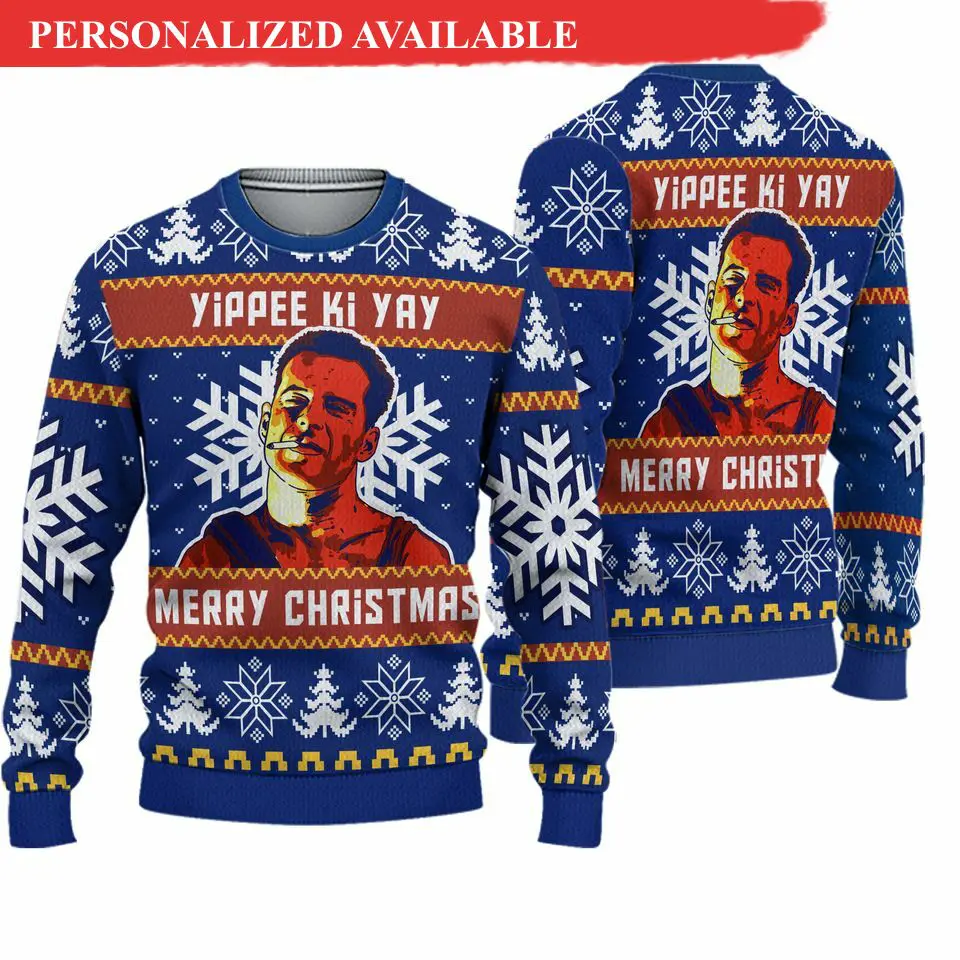 die hard bruce willis christmas movie ugly 3d sweater 2152