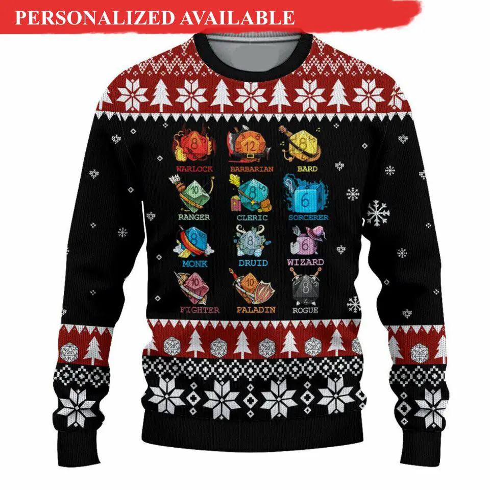 dnd dungeons and dragons christmas ugly sweater 2239