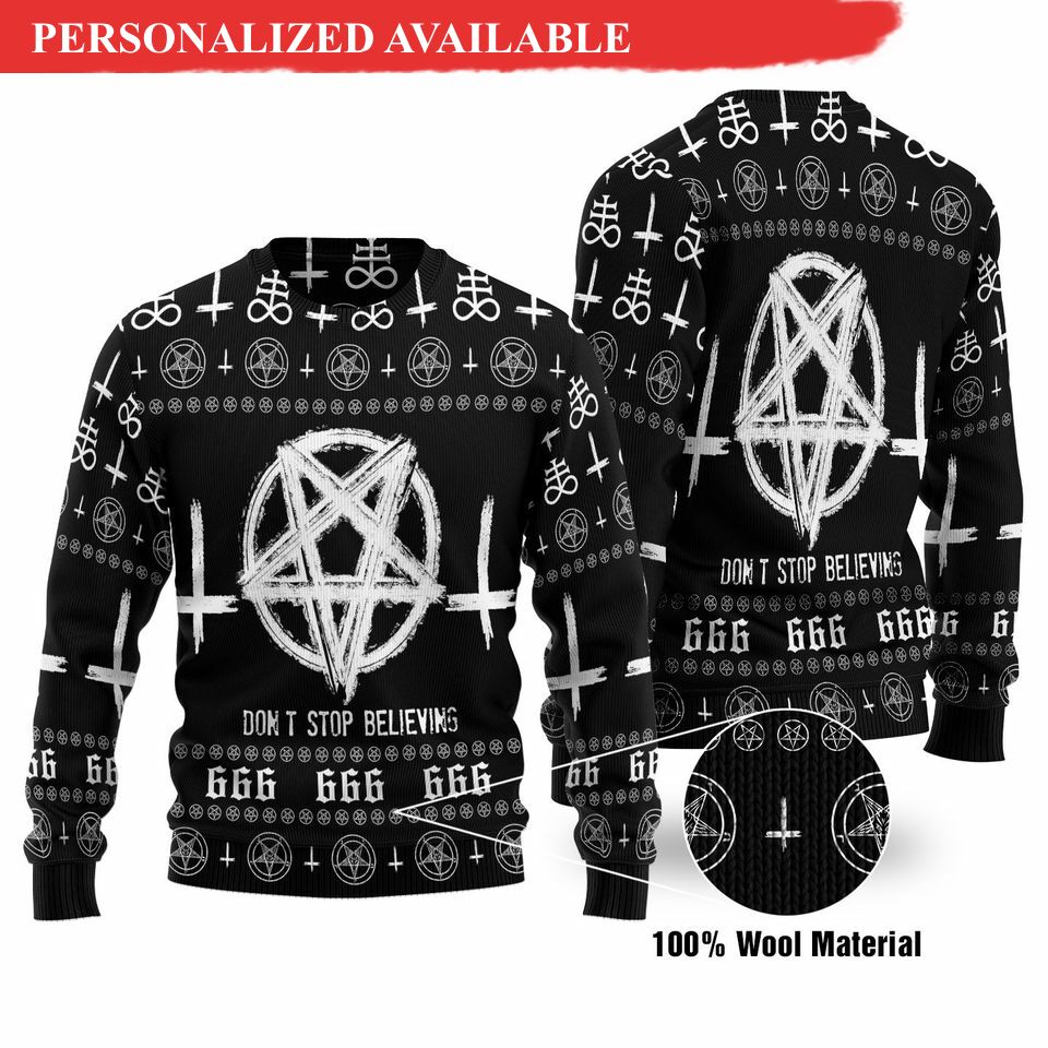 don 039t stop believing gothic horror christmas ugly sweater 4167