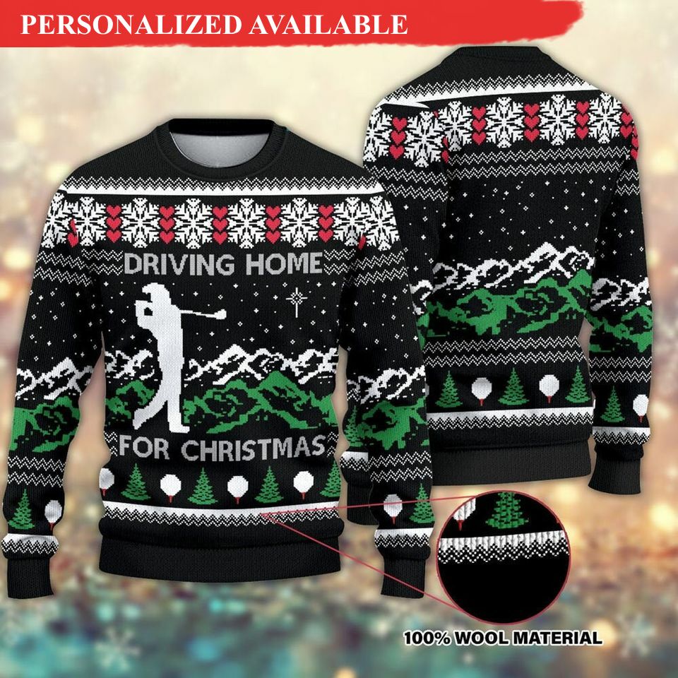 driving home for christmas golf drive golfer christmas ugly sweater 3232