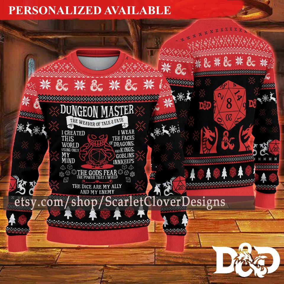 dungeon master ugly sweater dnd gaming premium christmas ugly sweater 5272