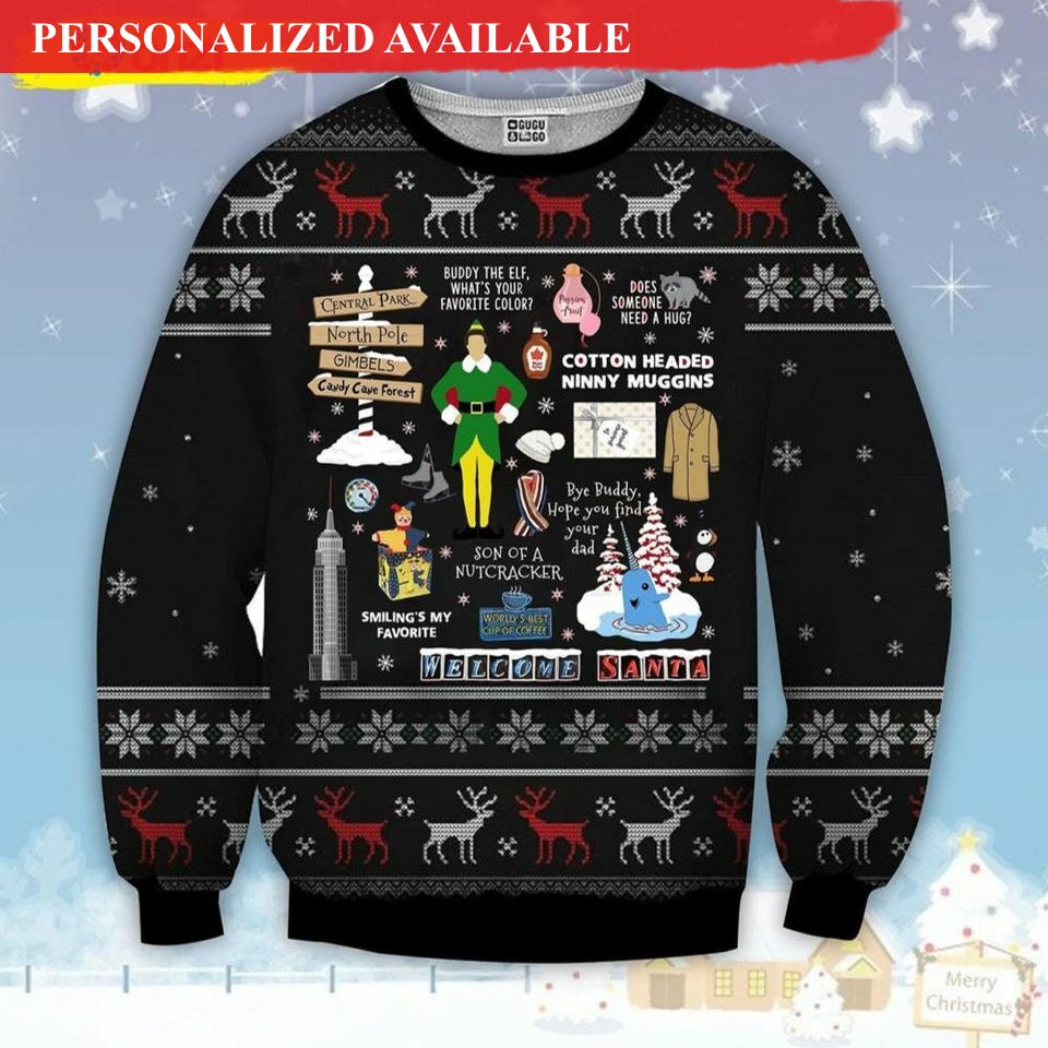 elf ugly christmas sweater gift for friends welcome santa 5814