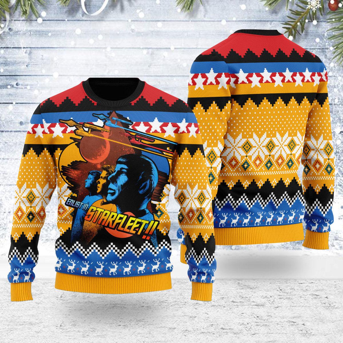 enlist in starfleet christmas sweater gearhomie com 1