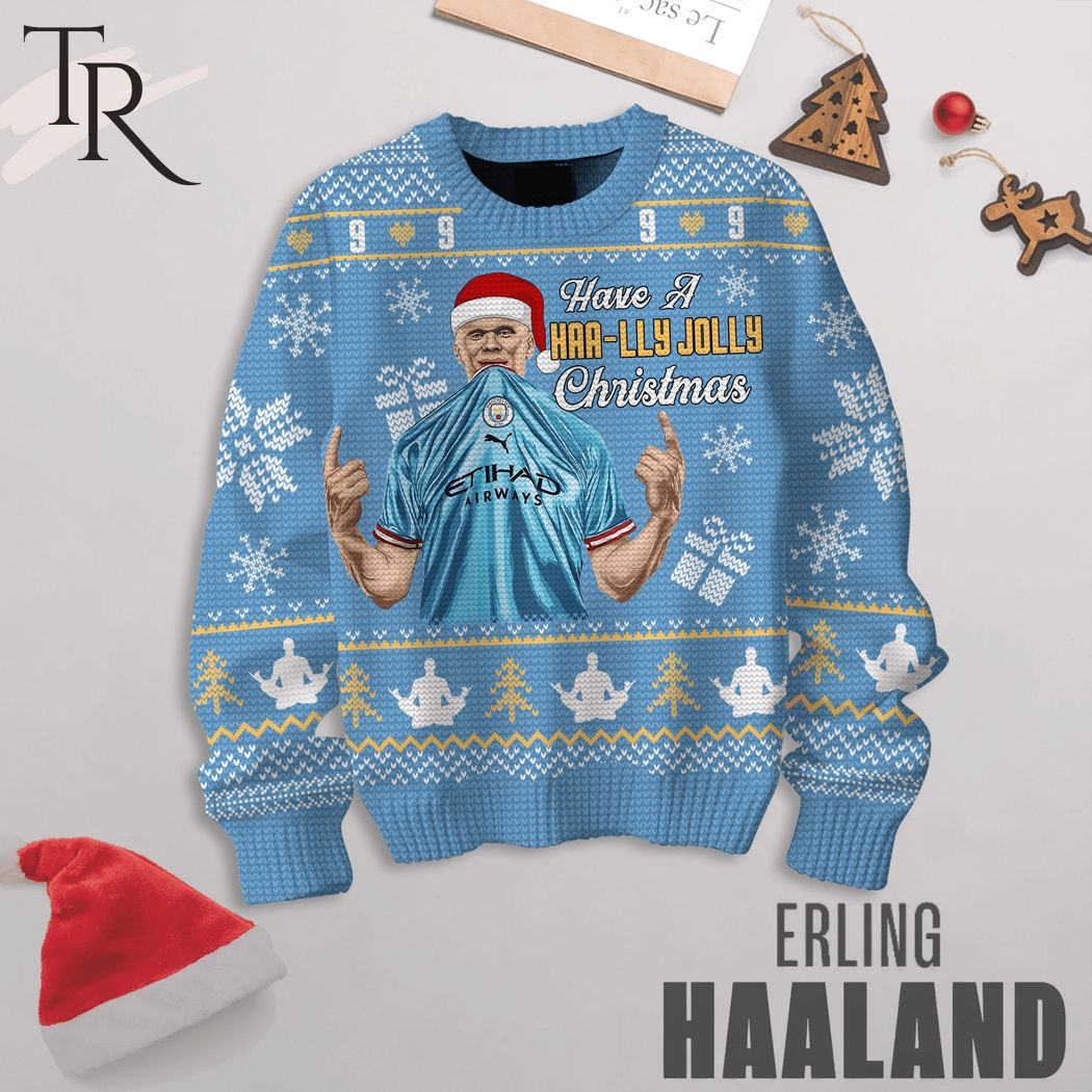 erling haaland have a haa lly jolly christmas ugly sweater 1 uFMwN